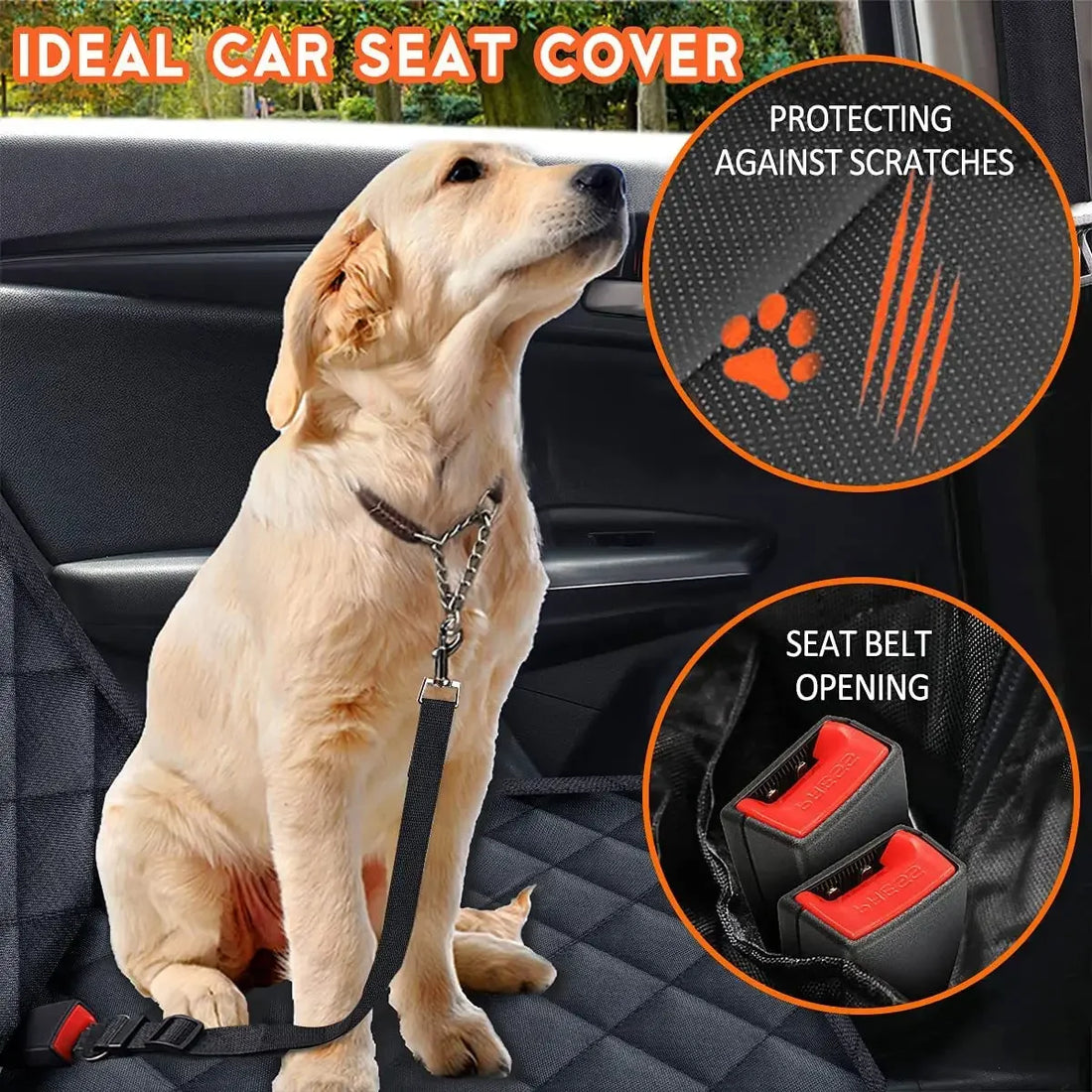 Waterproof Dog Car Seat Cover with Hammock for Pet Travel