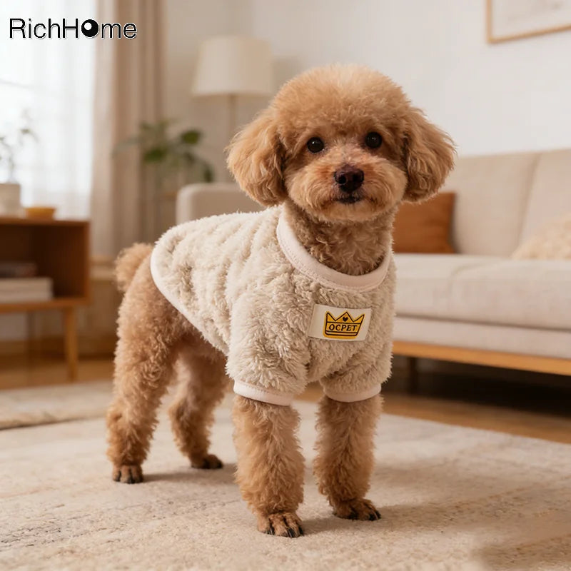 Warm Fleece Sweatshirt for Small Dogs and Cats – Autumn/Winter Pet Jacket